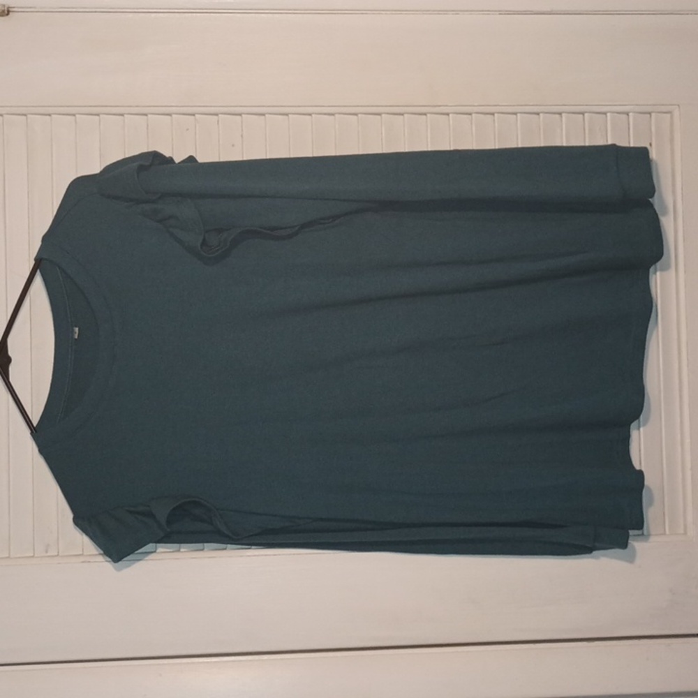 Long sleeve ruffled teal shirt